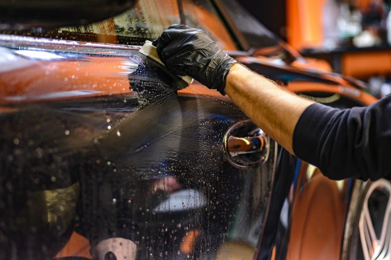 Car detailing service being provided